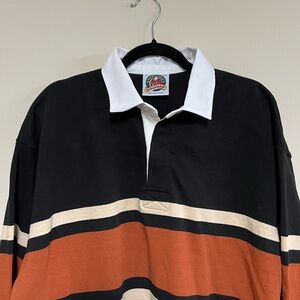 KOTN Black and Orange Striped Rugby Shirt